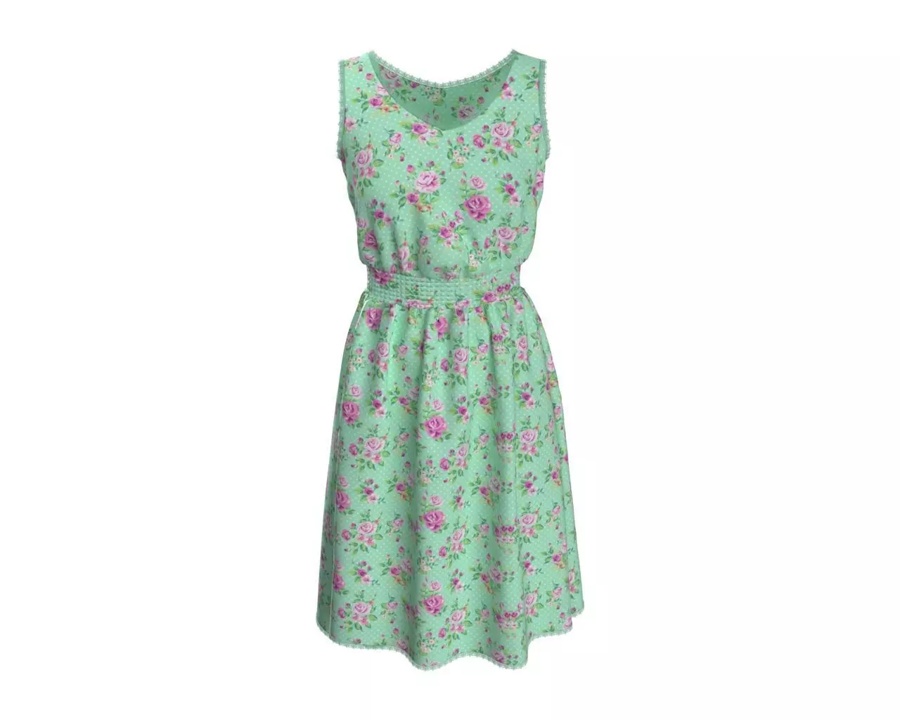Casual Floral Summer Dress 3D Model 3D model_0