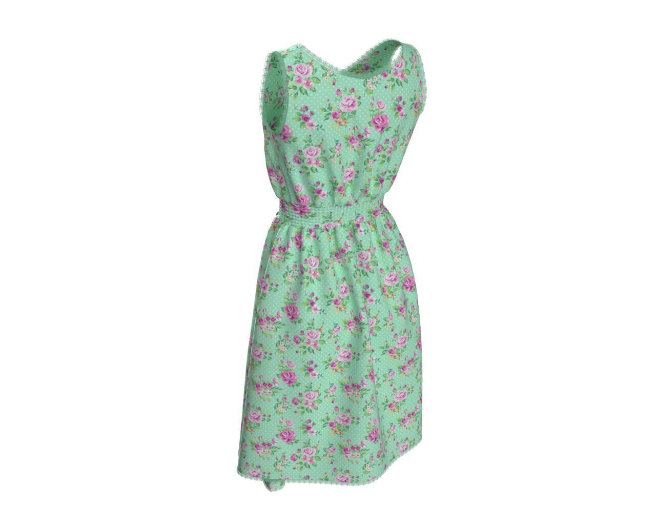 Casual Floral Summer Dress 3D Model 3D model_10