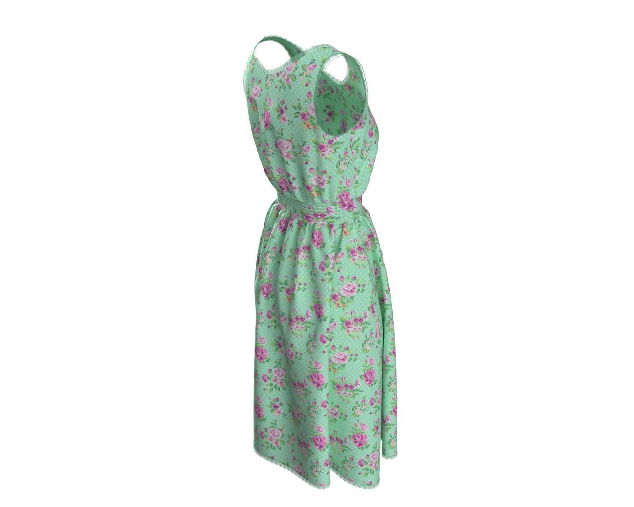 Casual Floral Summer Dress 3D Model 3D model_7