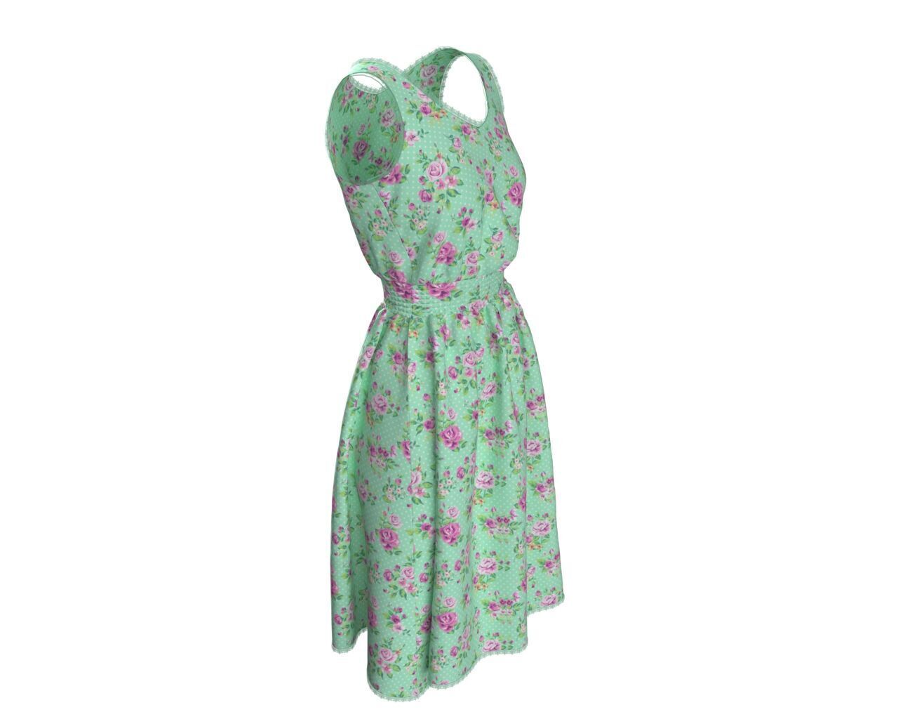 Casual Floral Summer Dress 3D Model 3D model_5