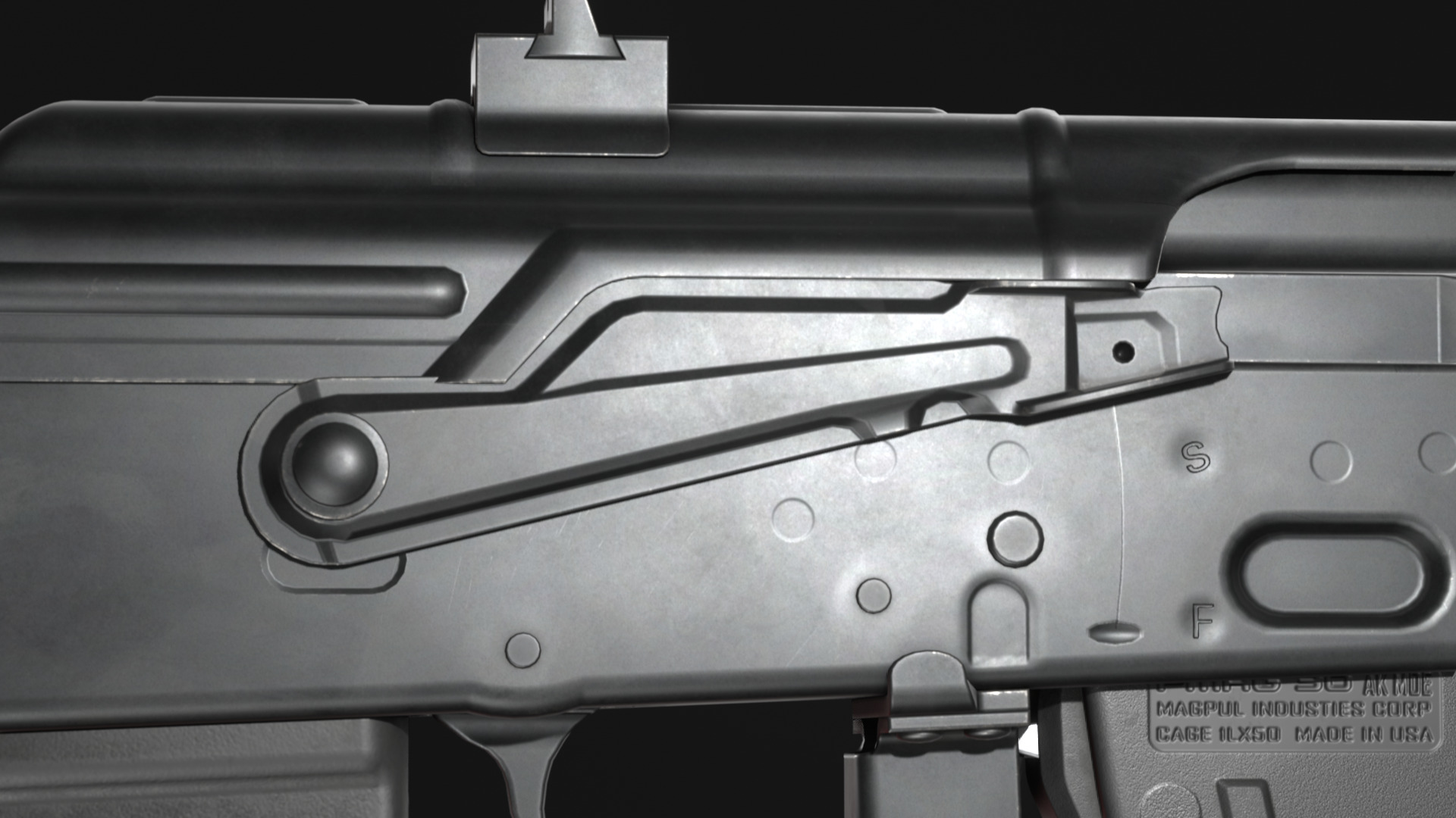 Micro Draco AK Pistol with Shockwave Blade Brace - Game Asset Low-poly 3D model_8