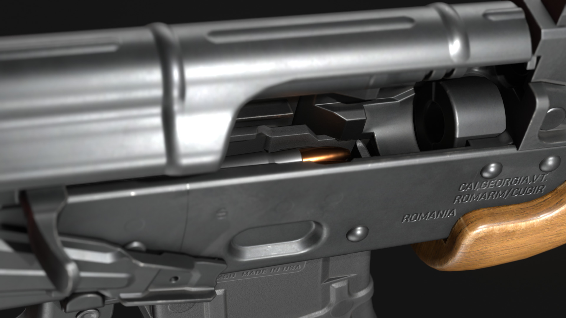 Micro Draco AK Pistol with Shockwave Blade Brace - Game Asset Low-poly 3D model_13