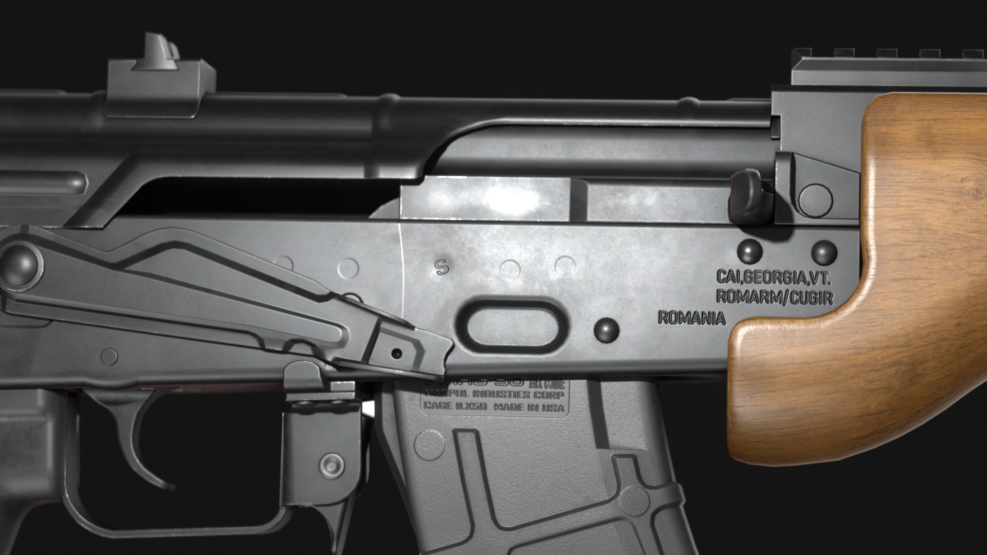 Micro Draco AK Pistol with Shockwave Blade Brace - Game Asset Low-poly 3D model_18