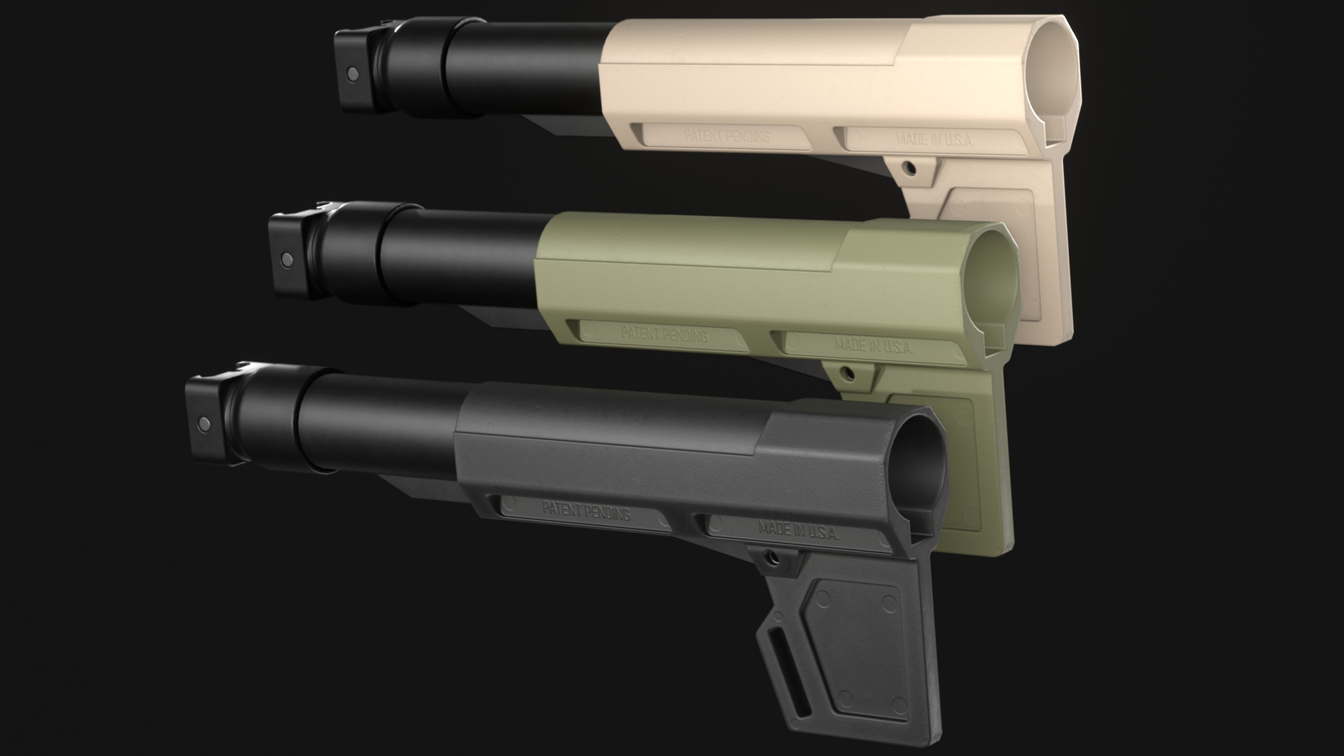 Micro Draco AK Pistol with Shockwave Blade Brace - Game Asset Low-poly 3D model_16