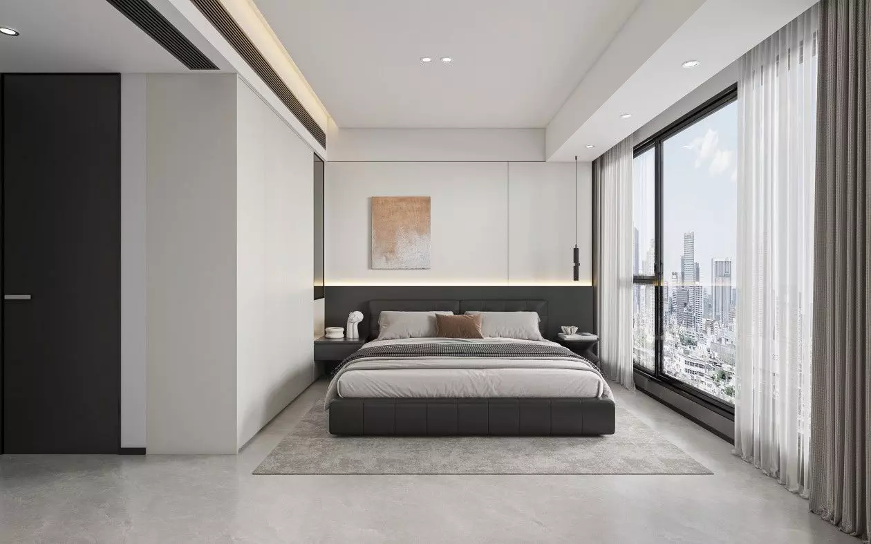 Modern bedroom 3D model_0