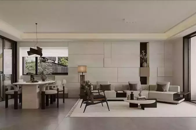 Modern living and dining room