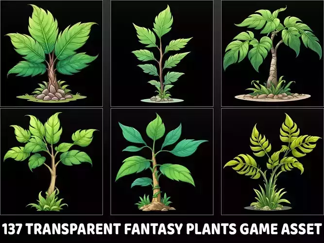 137 Transparent Fantasy Plants Game Asset