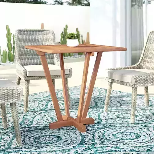 Square Yellow Balau Outdoor Side Table 3D model