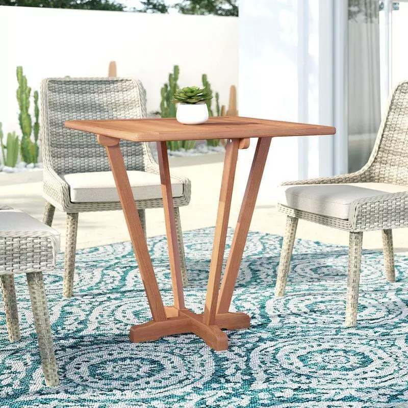 Square Yellow Balau Outdoor Side Table 3D model
