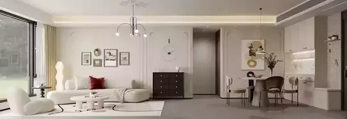 Modern living and dining room