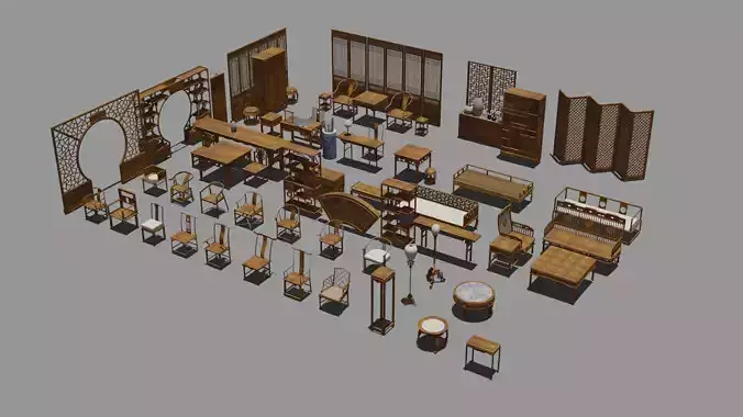 Chinese style table and chair classical model map