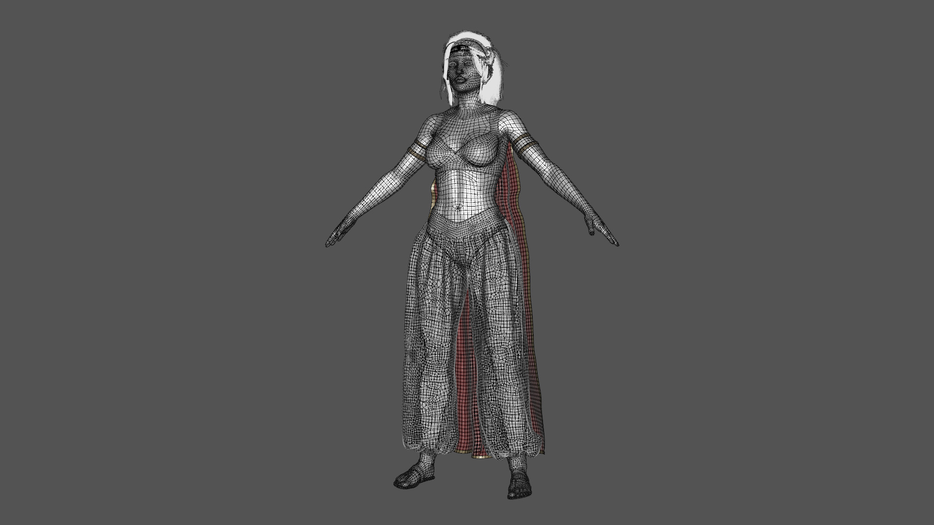 Persian Beauty Belly Dancer Rigged Animated Low-poly 3D model_21