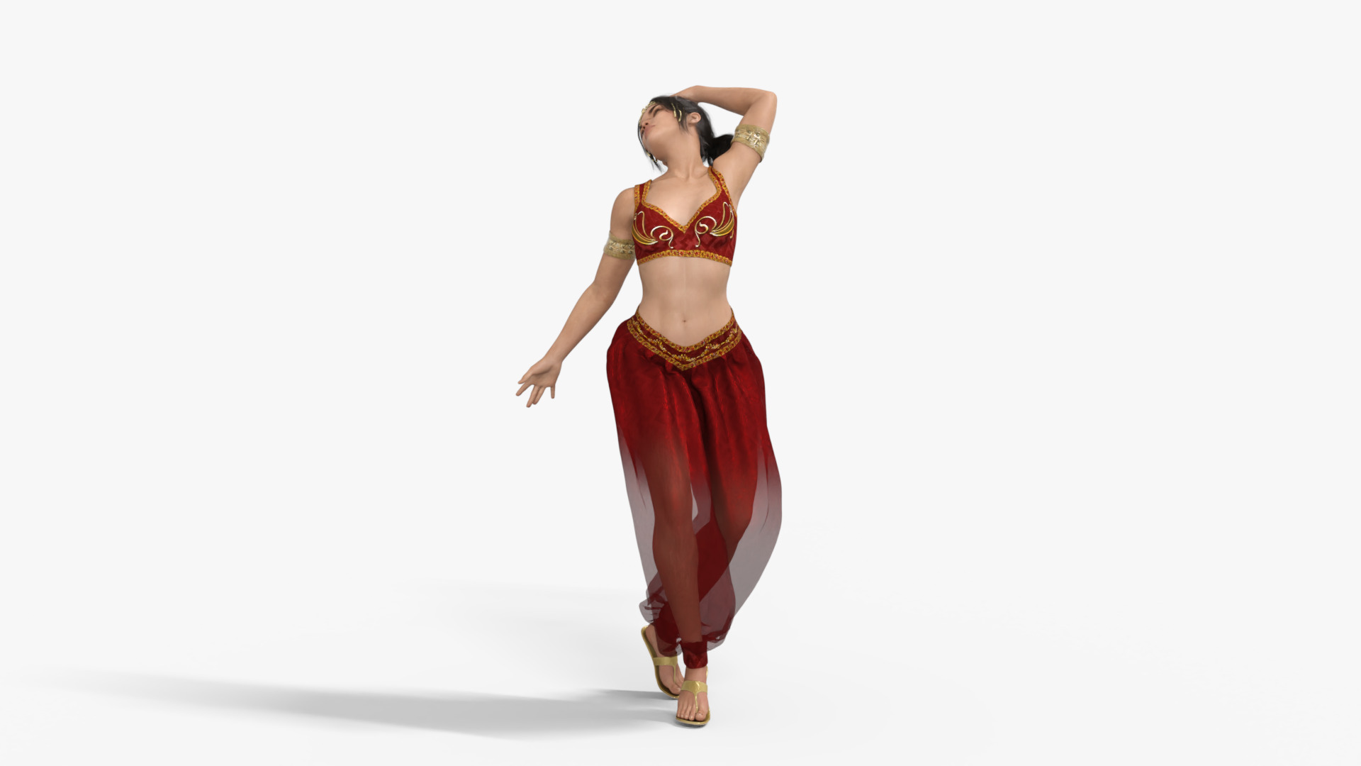 Persian Beauty Belly Dancer Rigged Animated Low-poly 3D model_6