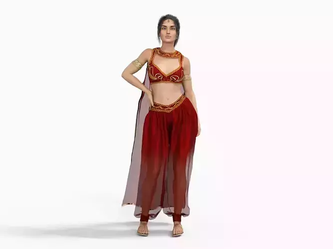 Persian Beauty Belly Dancer Rigged Animated Low-poly 3D model