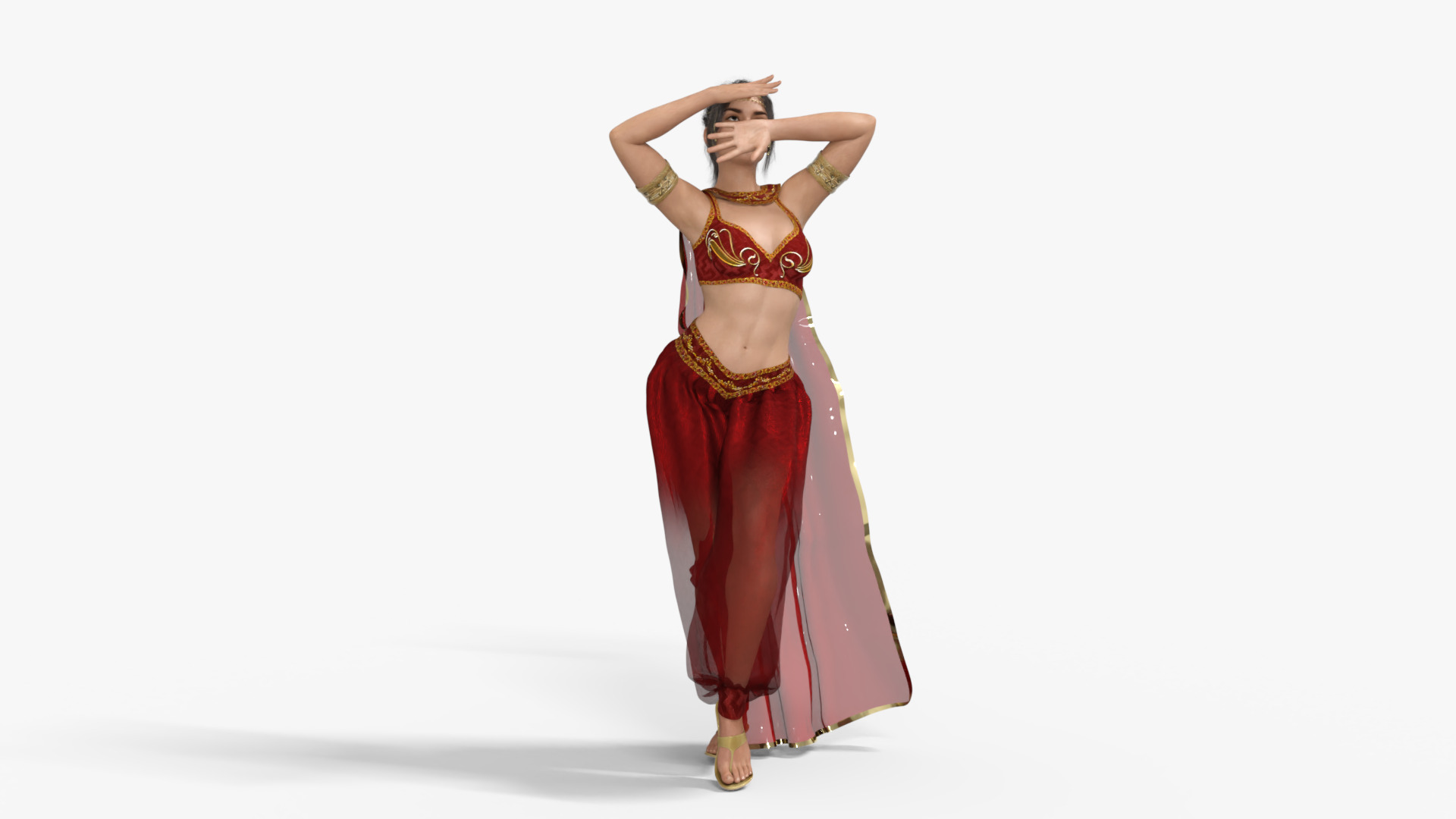 Persian Beauty Belly Dancer Rigged Animated Low-poly 3D model_3