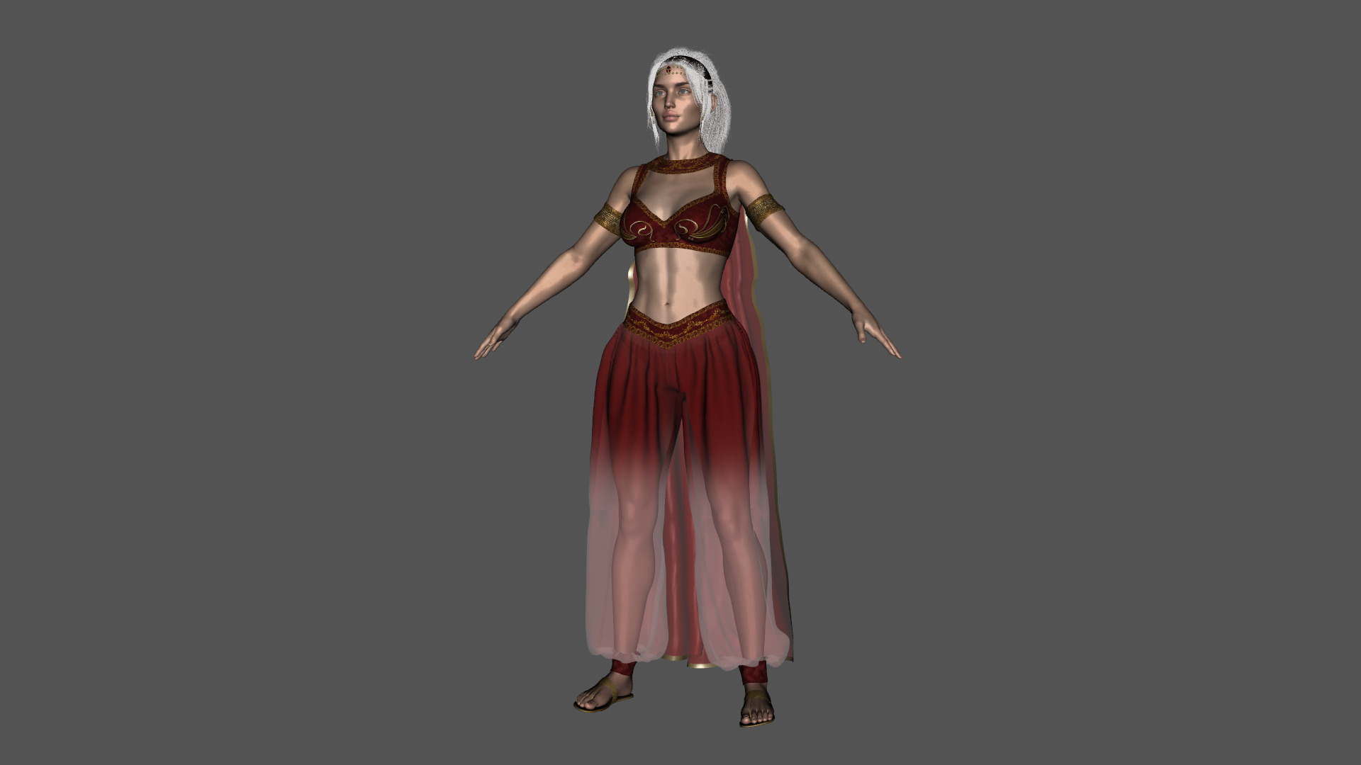 Persian Beauty Belly Dancer Rigged Animated Low-poly 3D model_19