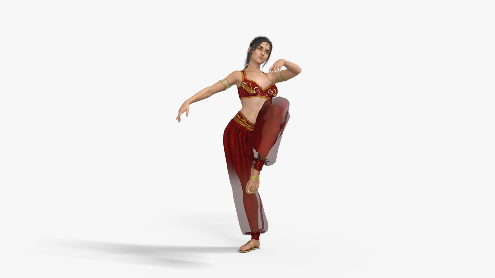 Persian Beauty Belly Dancer Rigged Animated Low-poly 3D model_8