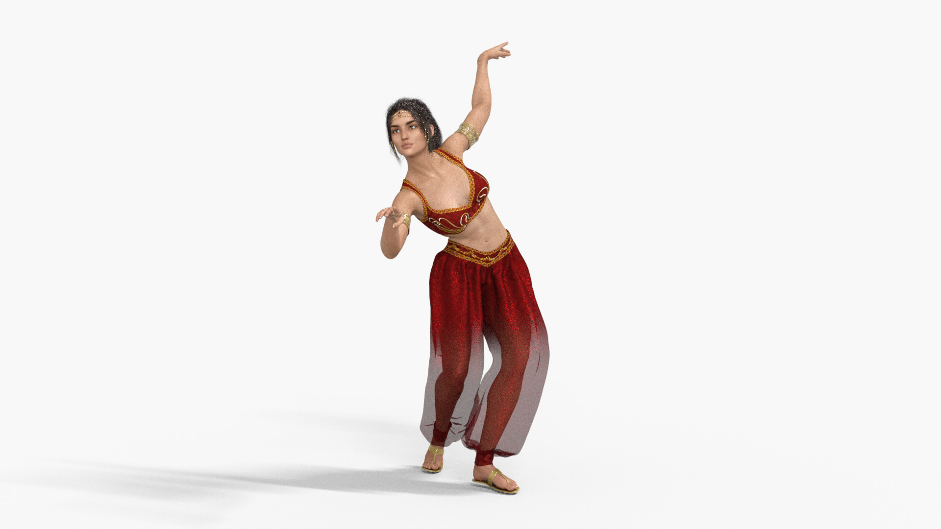 Persian Beauty Belly Dancer Rigged Animated Low-poly 3D model_9