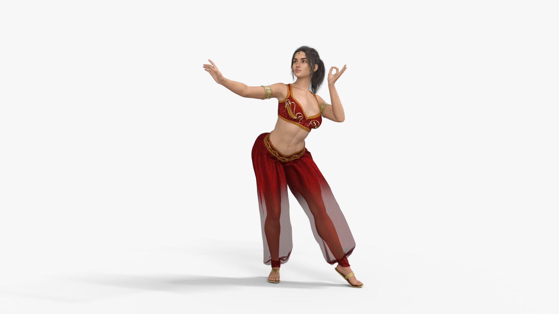 Persian Beauty Belly Dancer Rigged Animated Low-poly 3D model_7