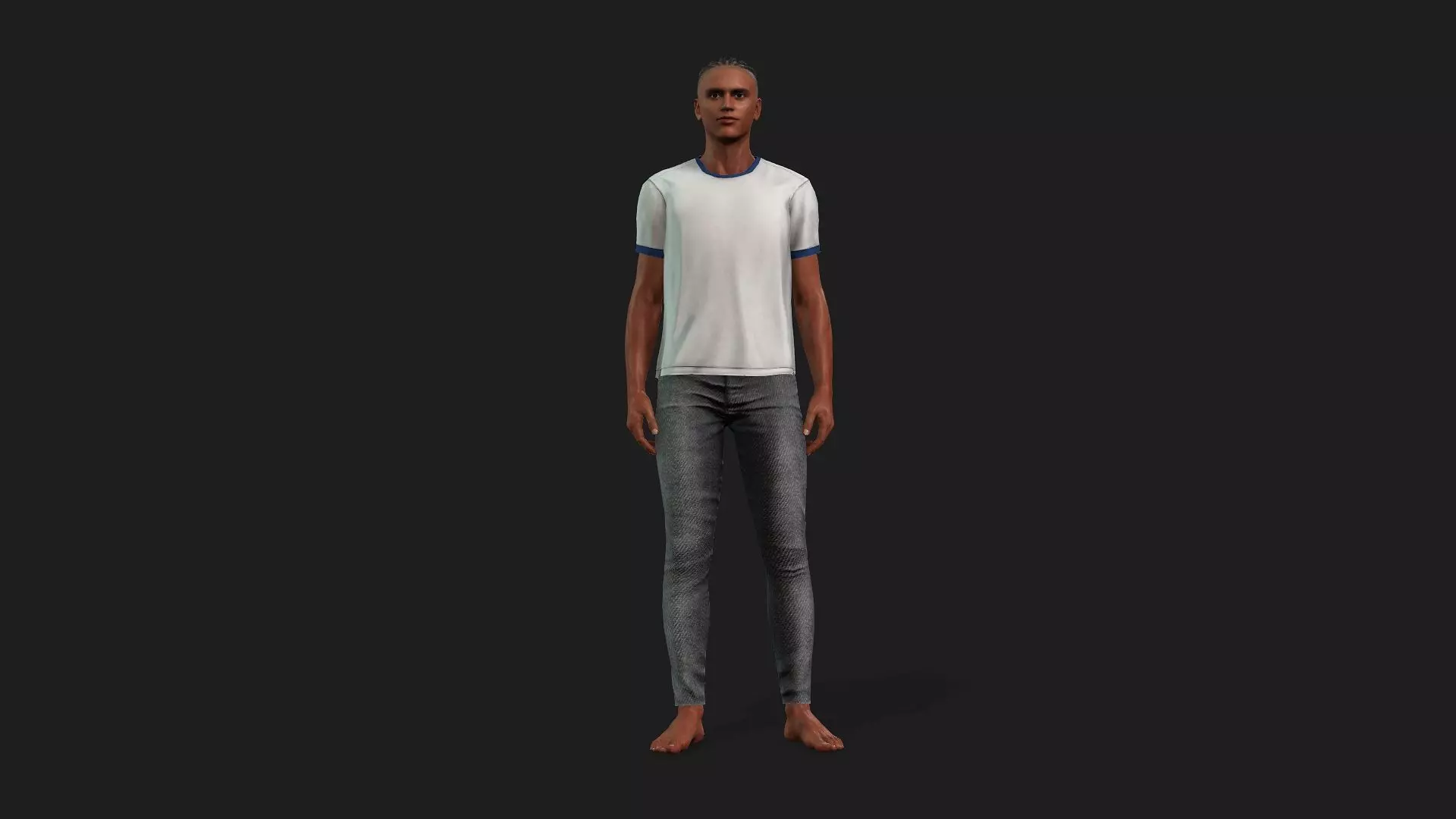 Realistic Black Male 3D Model Fully Rigged And Textured 3D model_0