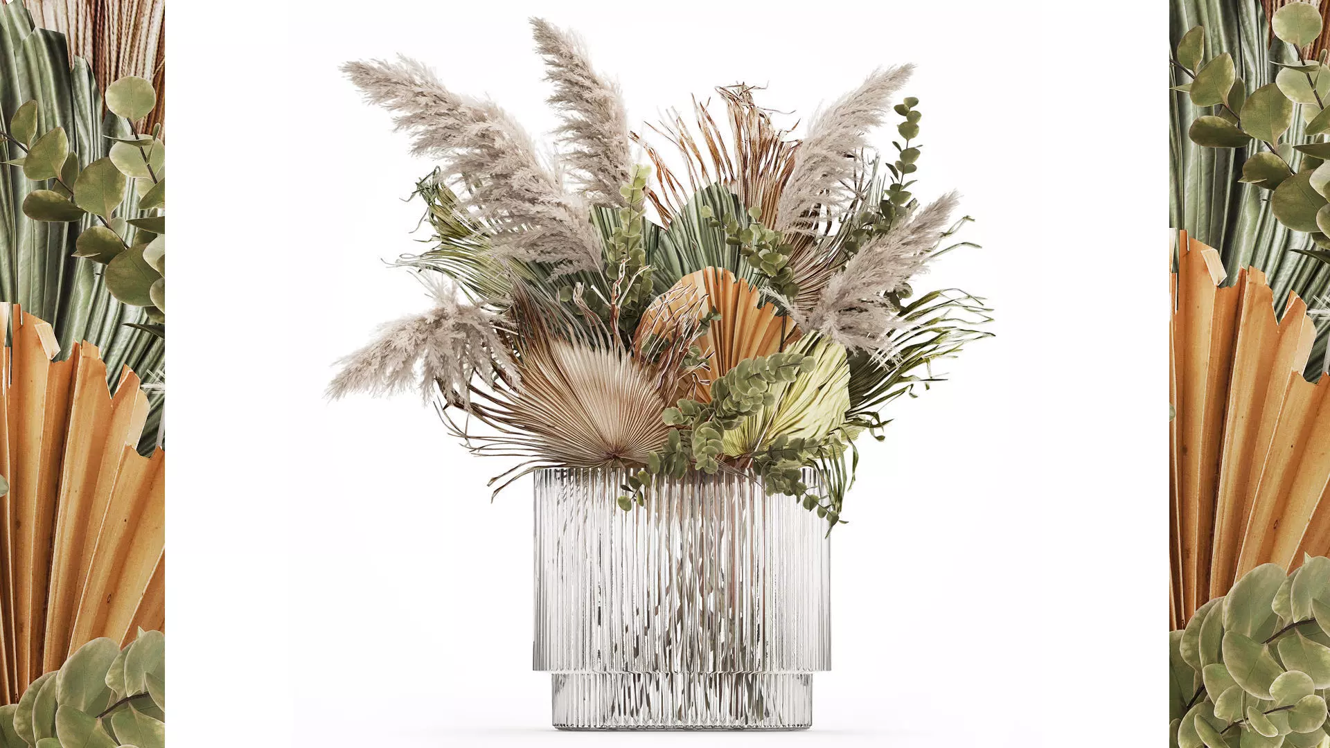 Bouquet Of Dried Flowers Pampas Dry Palm Leaf 495 3D model