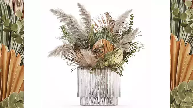 Bouquet Of Dried Flowers Pampas Dry Palm Leaf 495 3D model