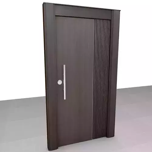 Wooden Executive Door with Striped Design 3D model