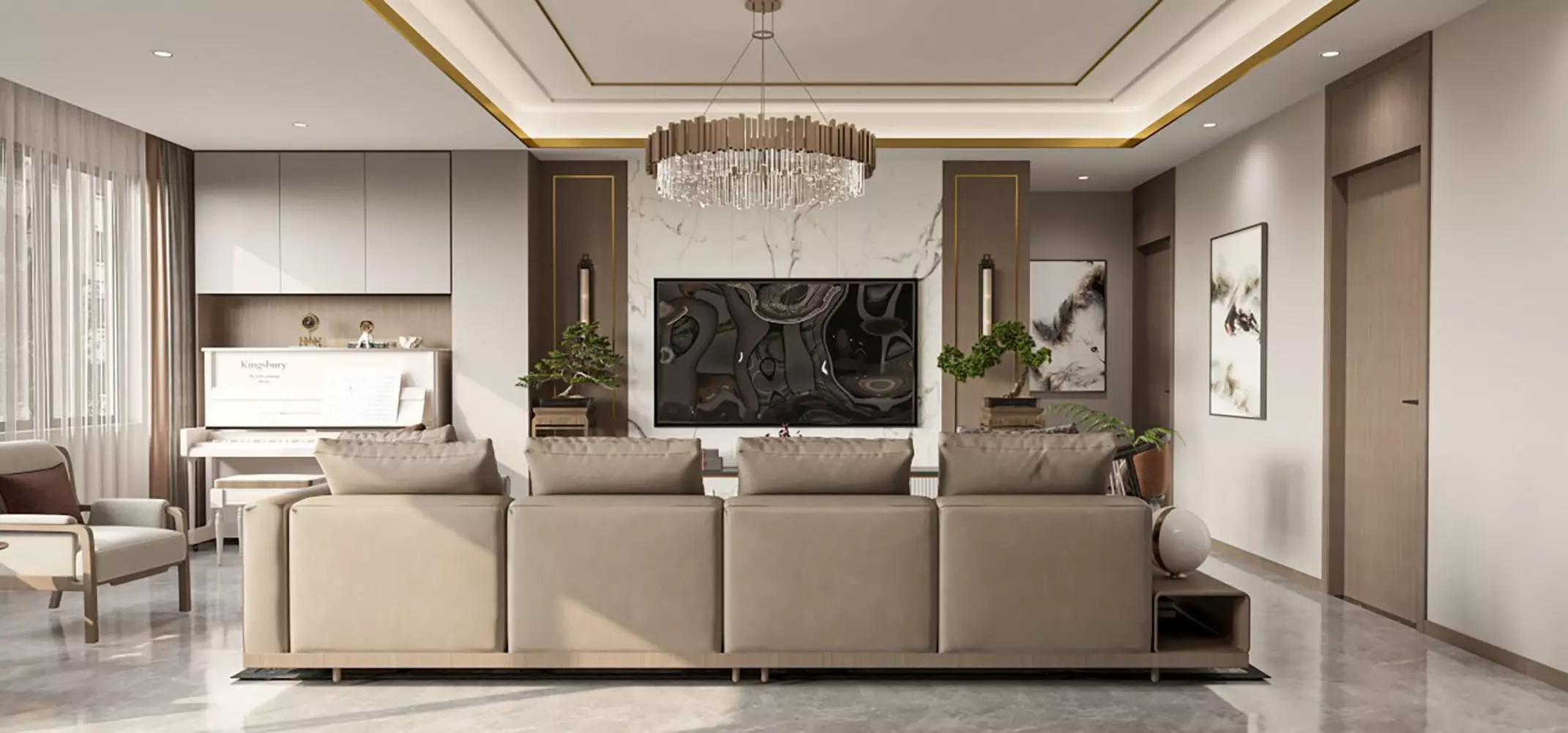 Chinese light luxury restaurant 3D model