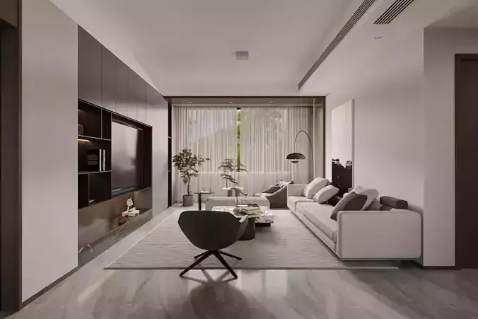 Modern living and dining room