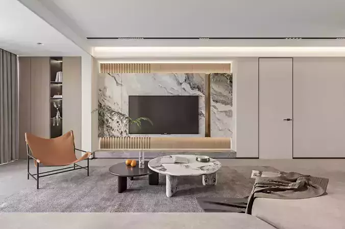 Modern living and dining room 3D model