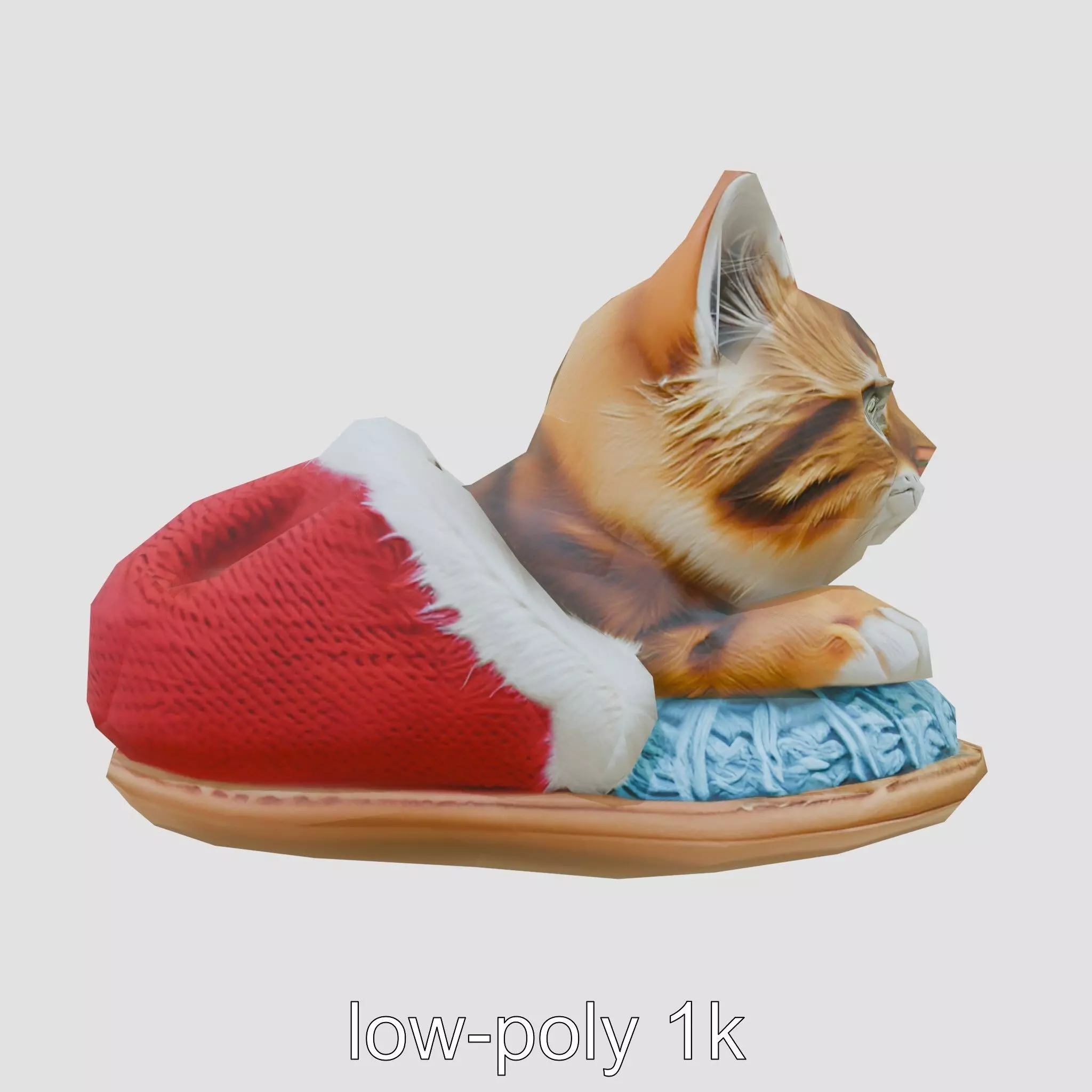 Cute Cat in Cozy Slipper Toy Low-poly 3D model