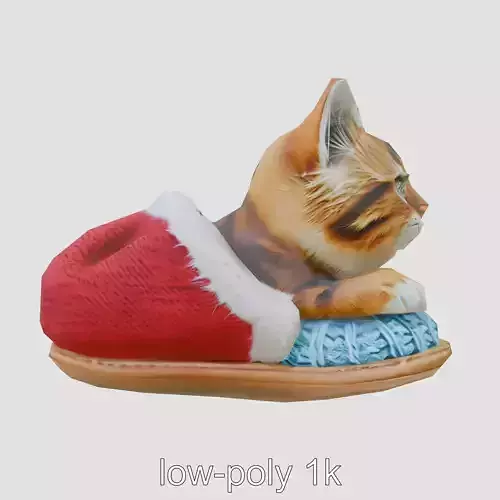 Cute Cat in Cozy Slipper Toy Low-poly 3D model