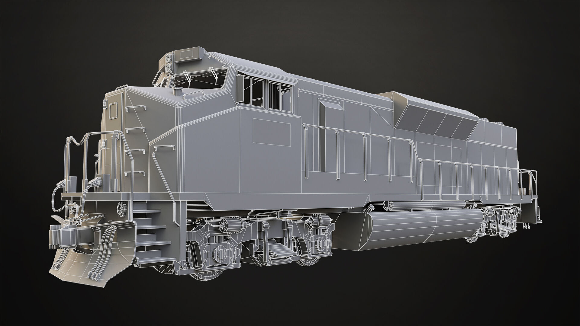 Diesel Locomotive Low-poly 3D model_16