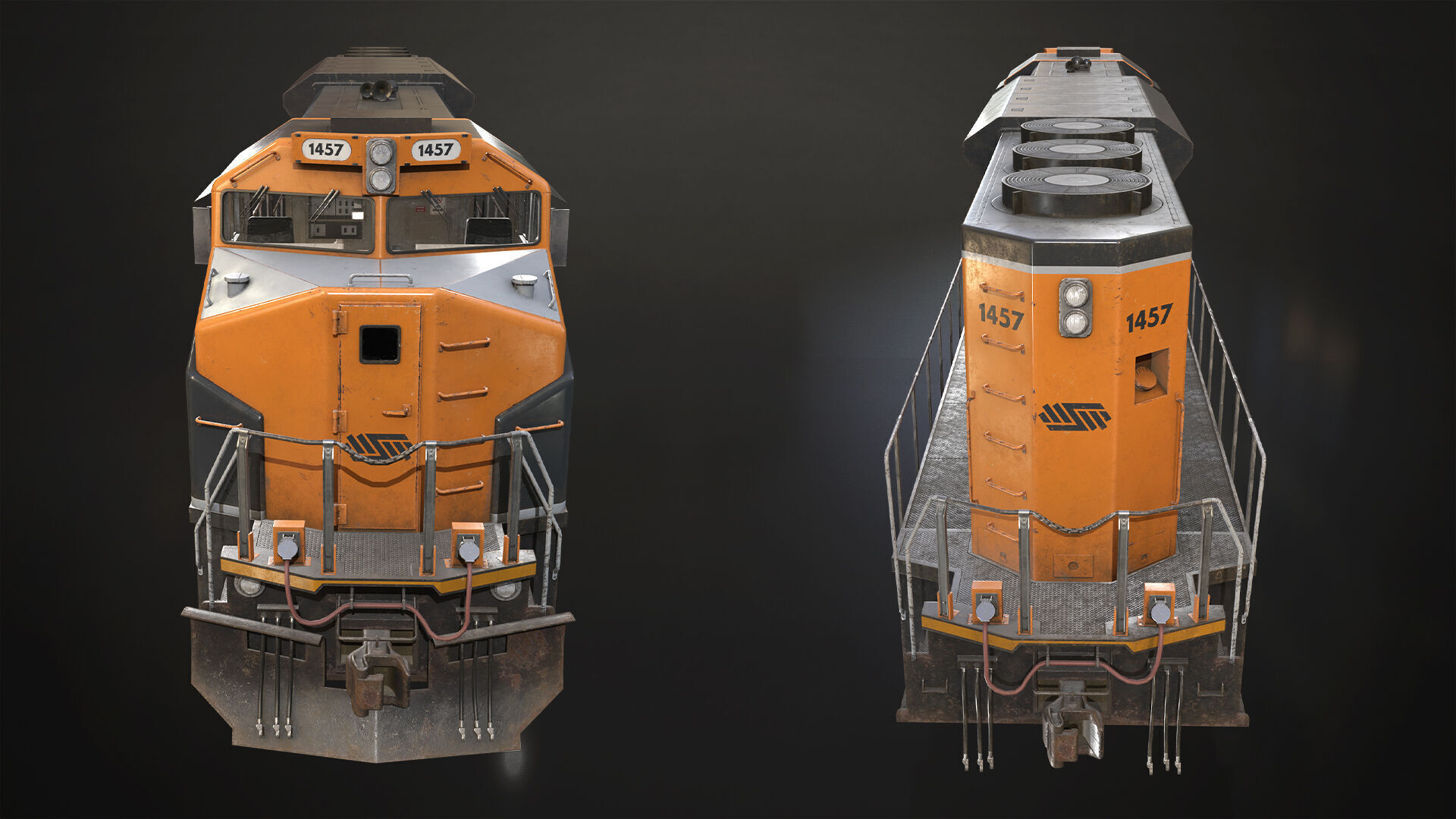 Diesel Locomotive Low-poly 3D model_6