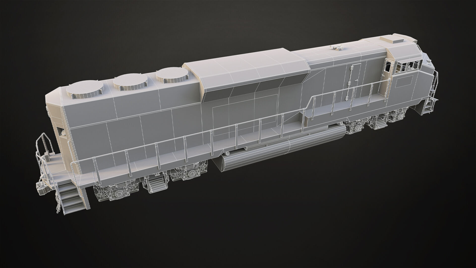 Diesel Locomotive Low-poly 3D model_17