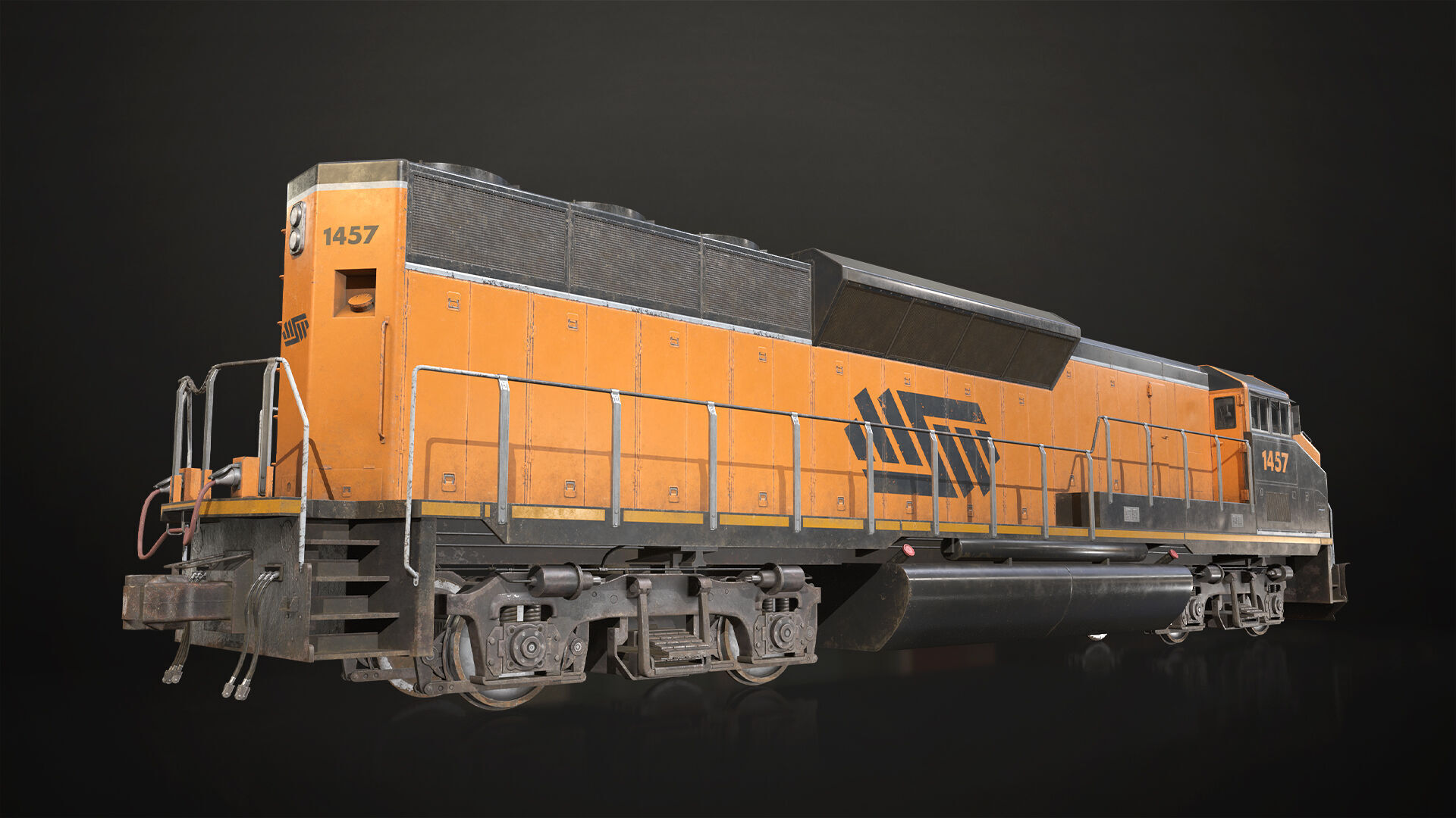 Diesel Locomotive Low-poly 3D model_3