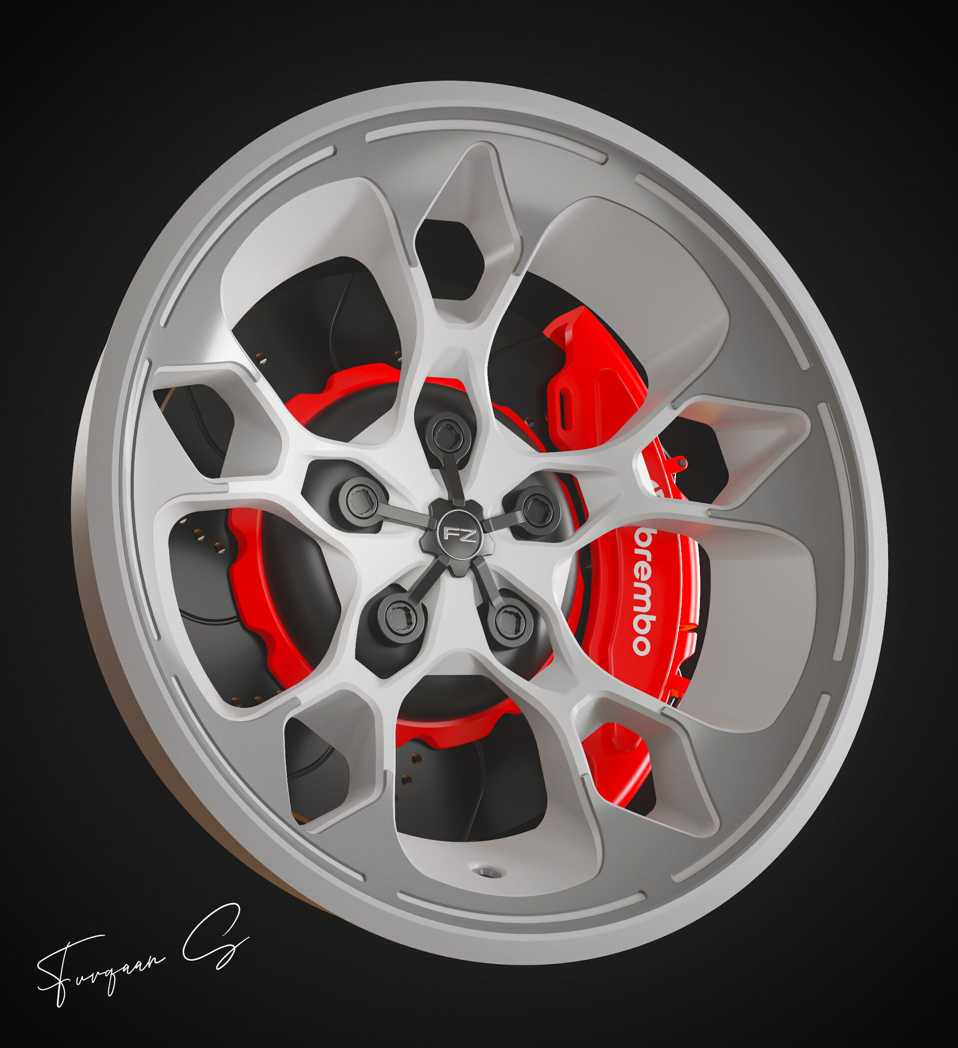 Hypersport car Wheel M1 Low-poly 3D model_9