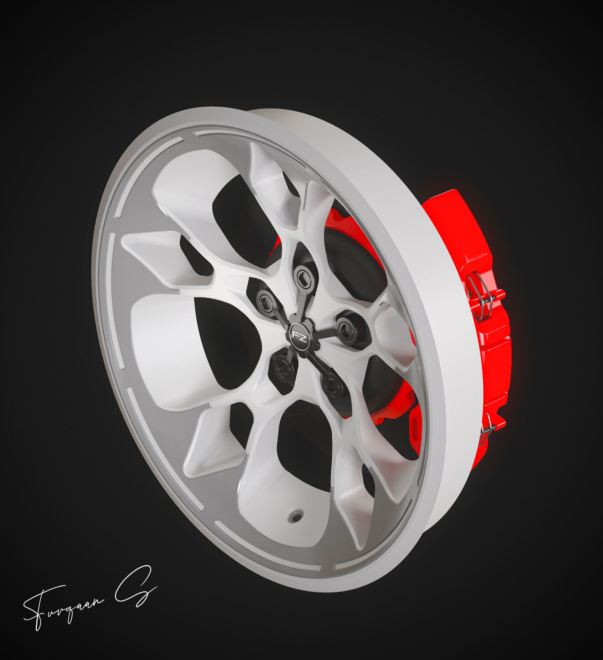 Hypersport car Wheel M1 Low-poly 3D model_8