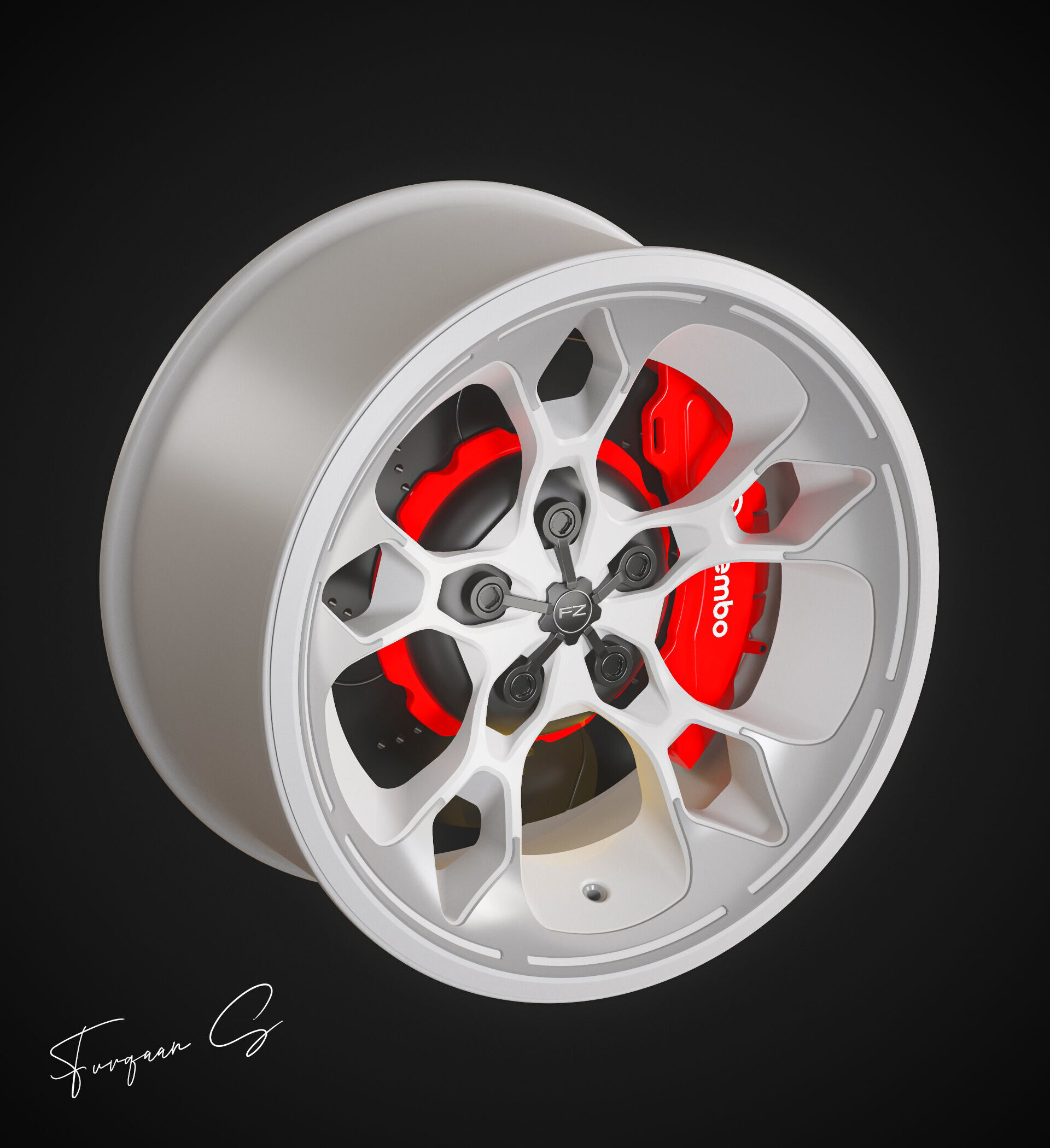 Hypersport car Wheel M1 Low-poly 3D model_7