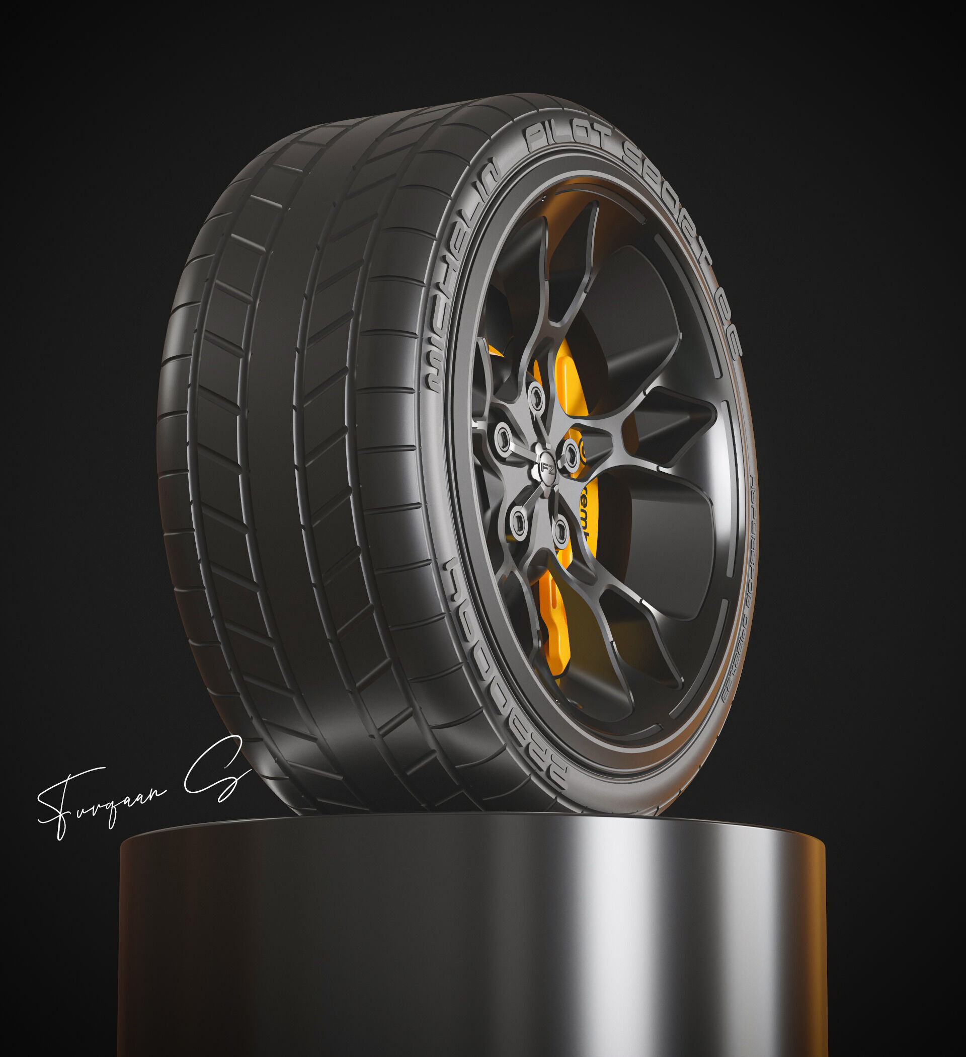 Hypersport car Wheel M1 Low-poly 3D model_3