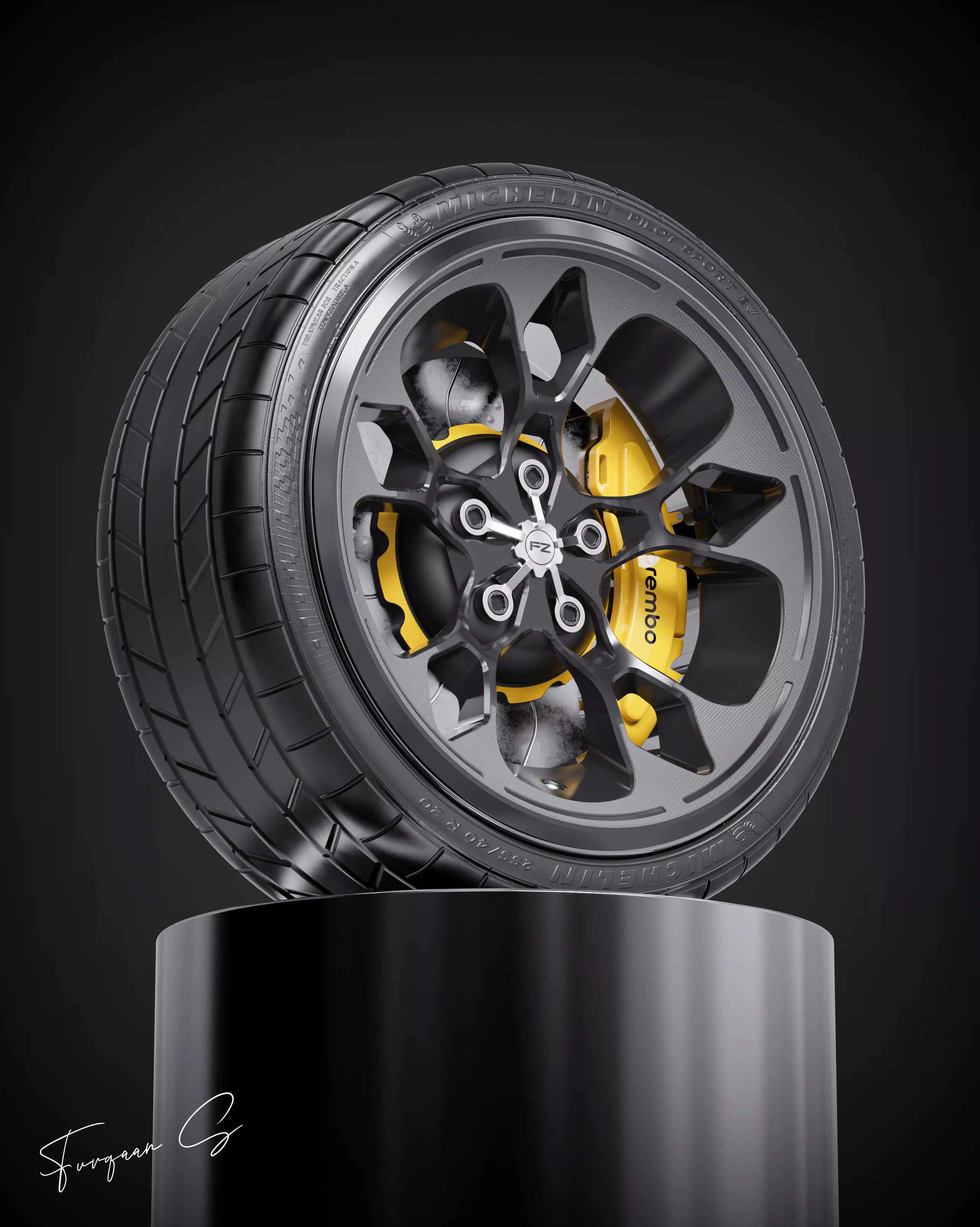 Hypersport car Wheel M1 Low-poly 3D model_0