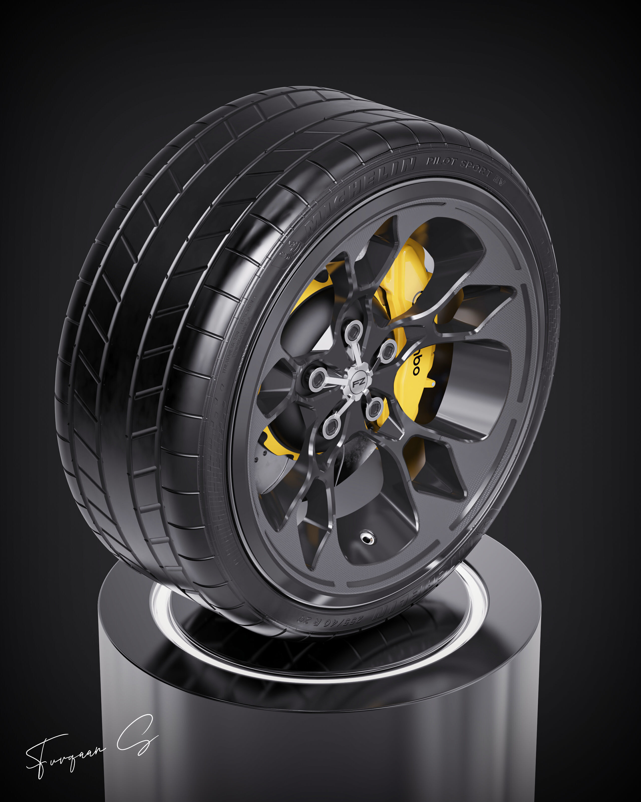 Hypersport car Wheel M1 Low-poly 3D model_12