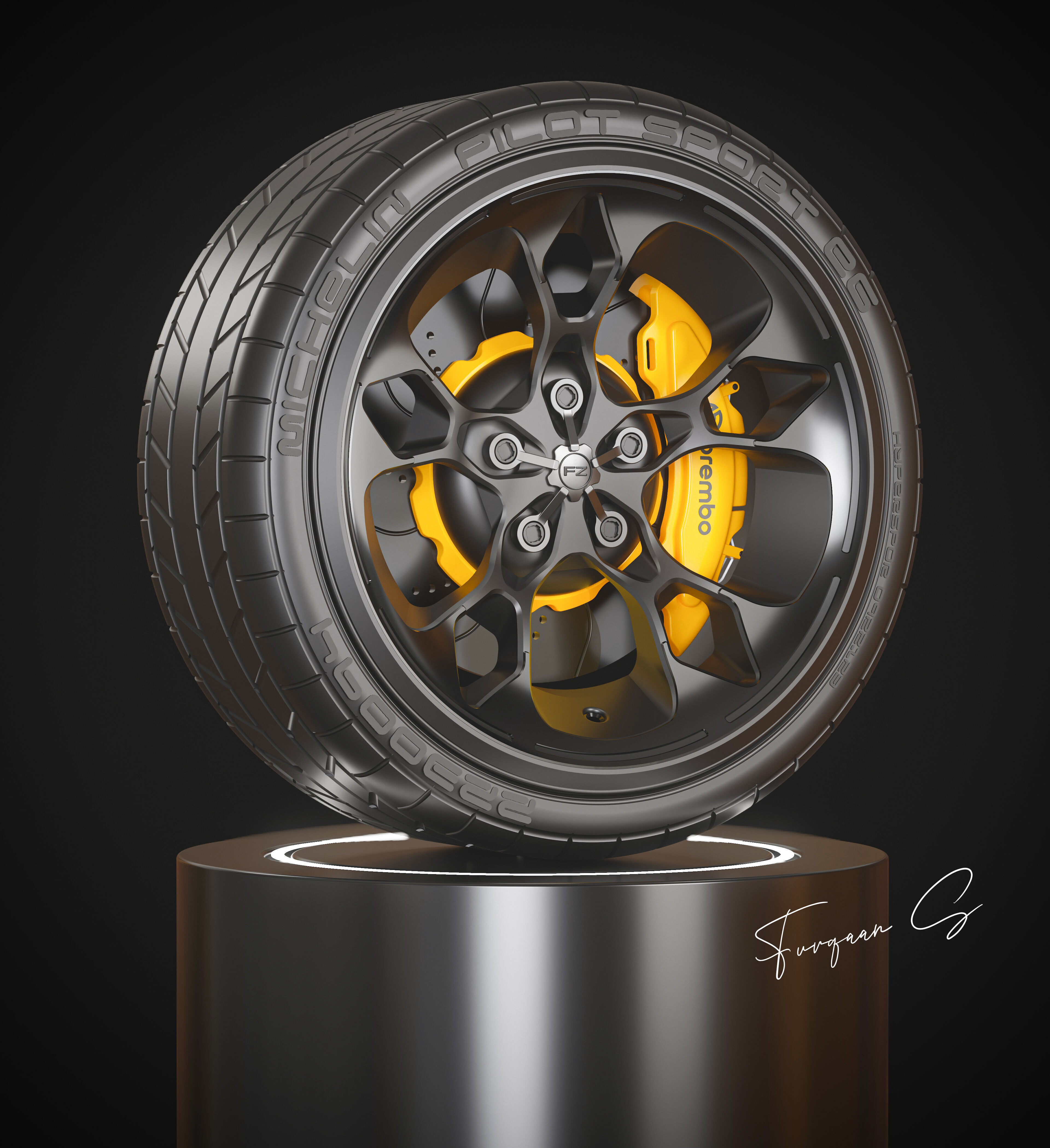 Hypersport car Wheel M1 Low-poly 3D model_2