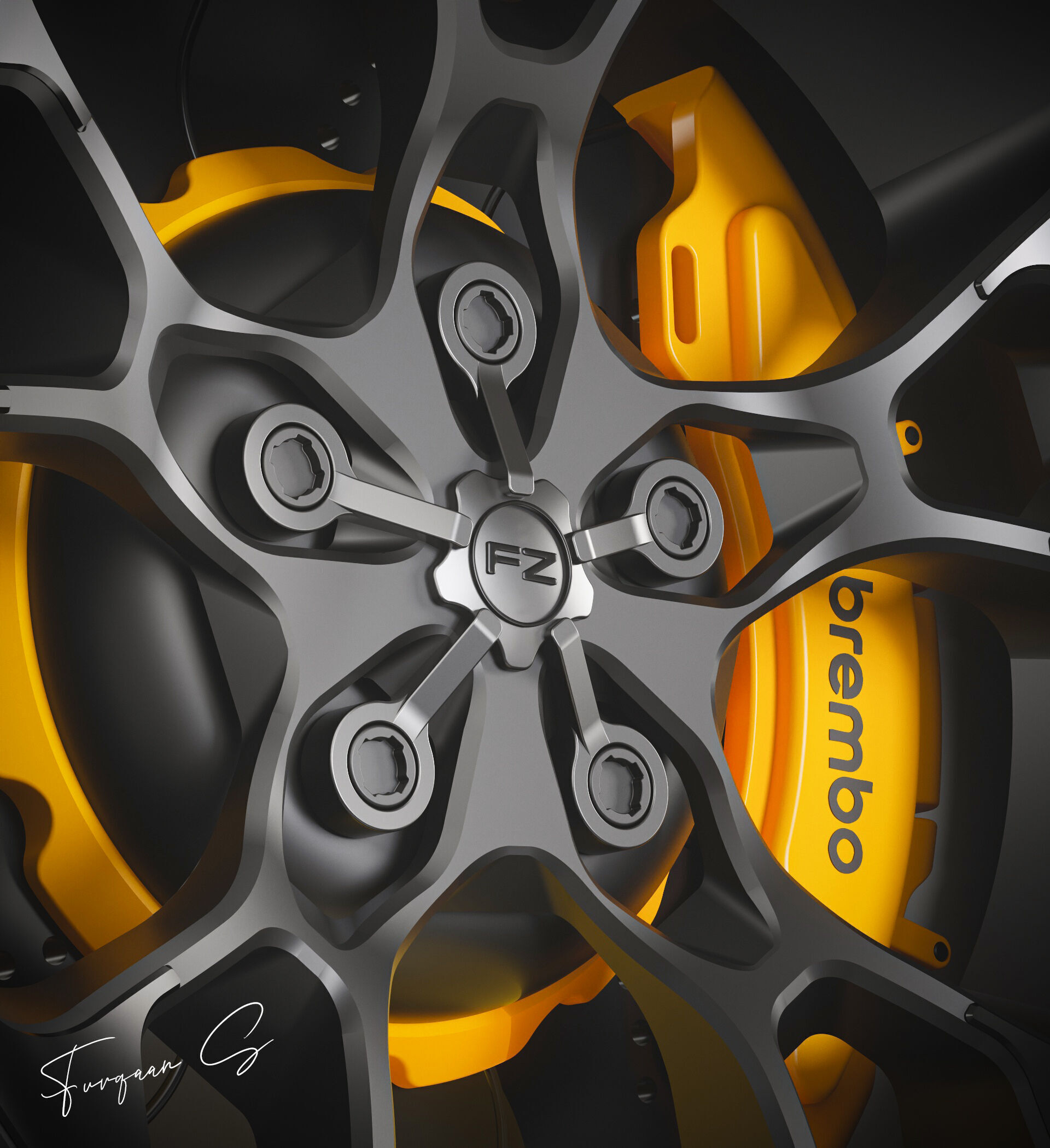 Hypersport car Wheel M1 Low-poly 3D model_6