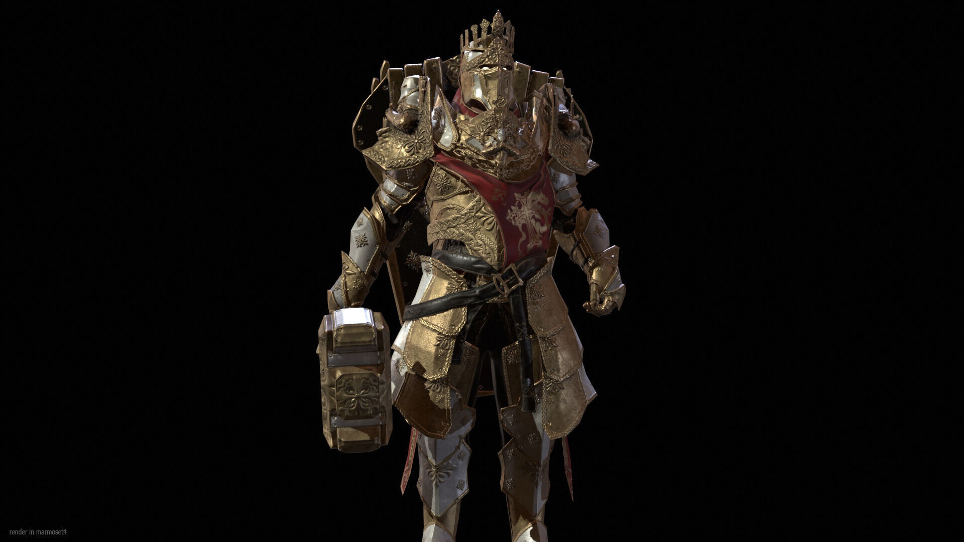 Paladin Low-poly 3D model_3