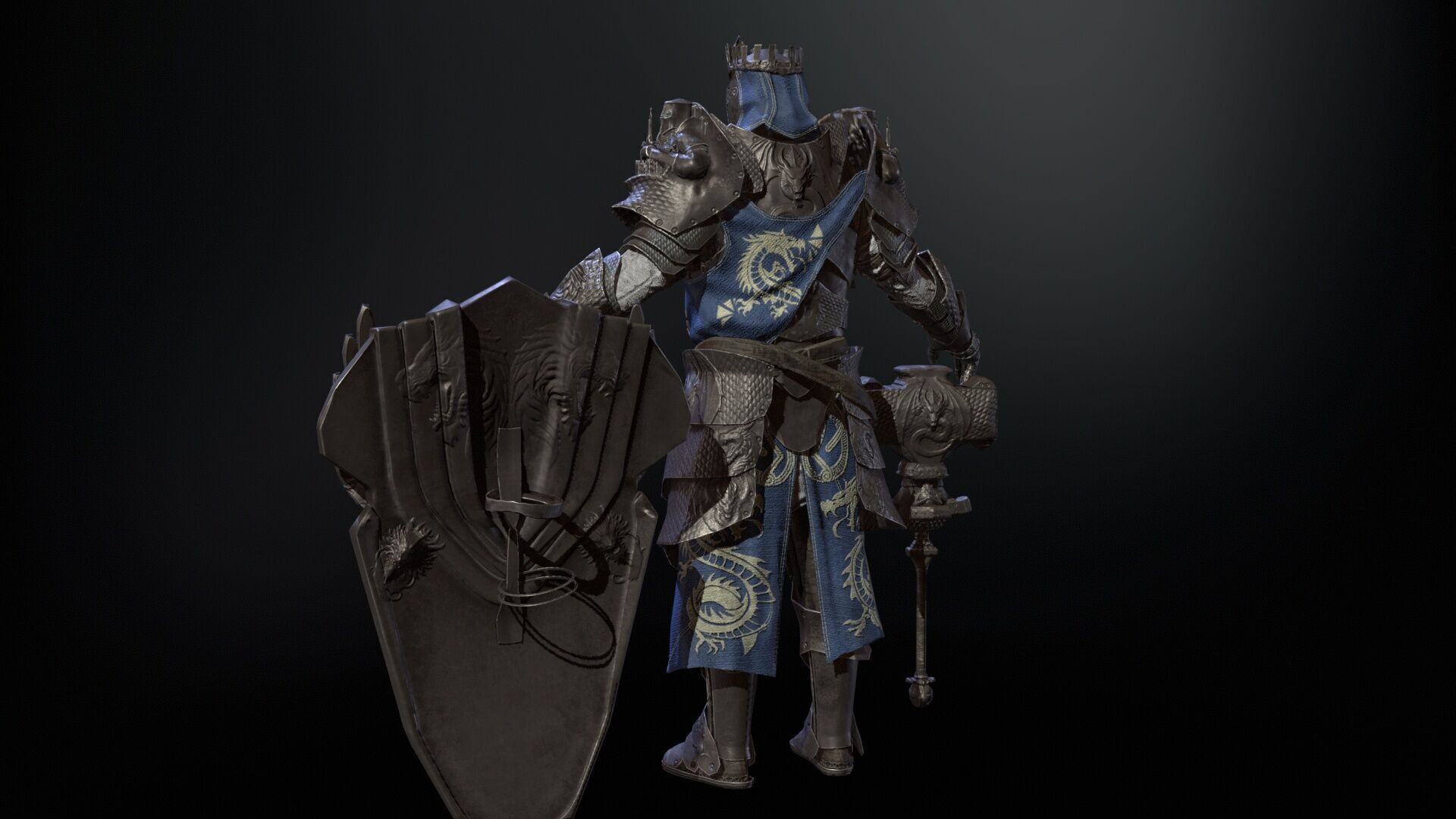 Paladin Low-poly 3D model_7