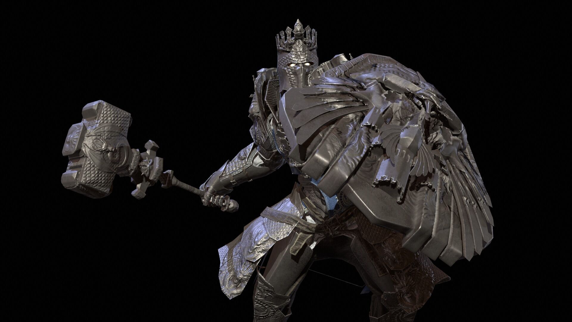 Paladin Low-poly 3D model_10