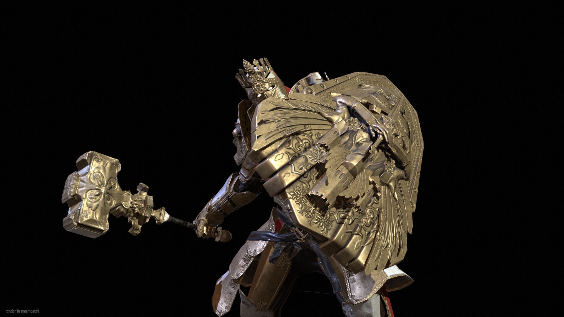 Paladin Low-poly 3D model_5