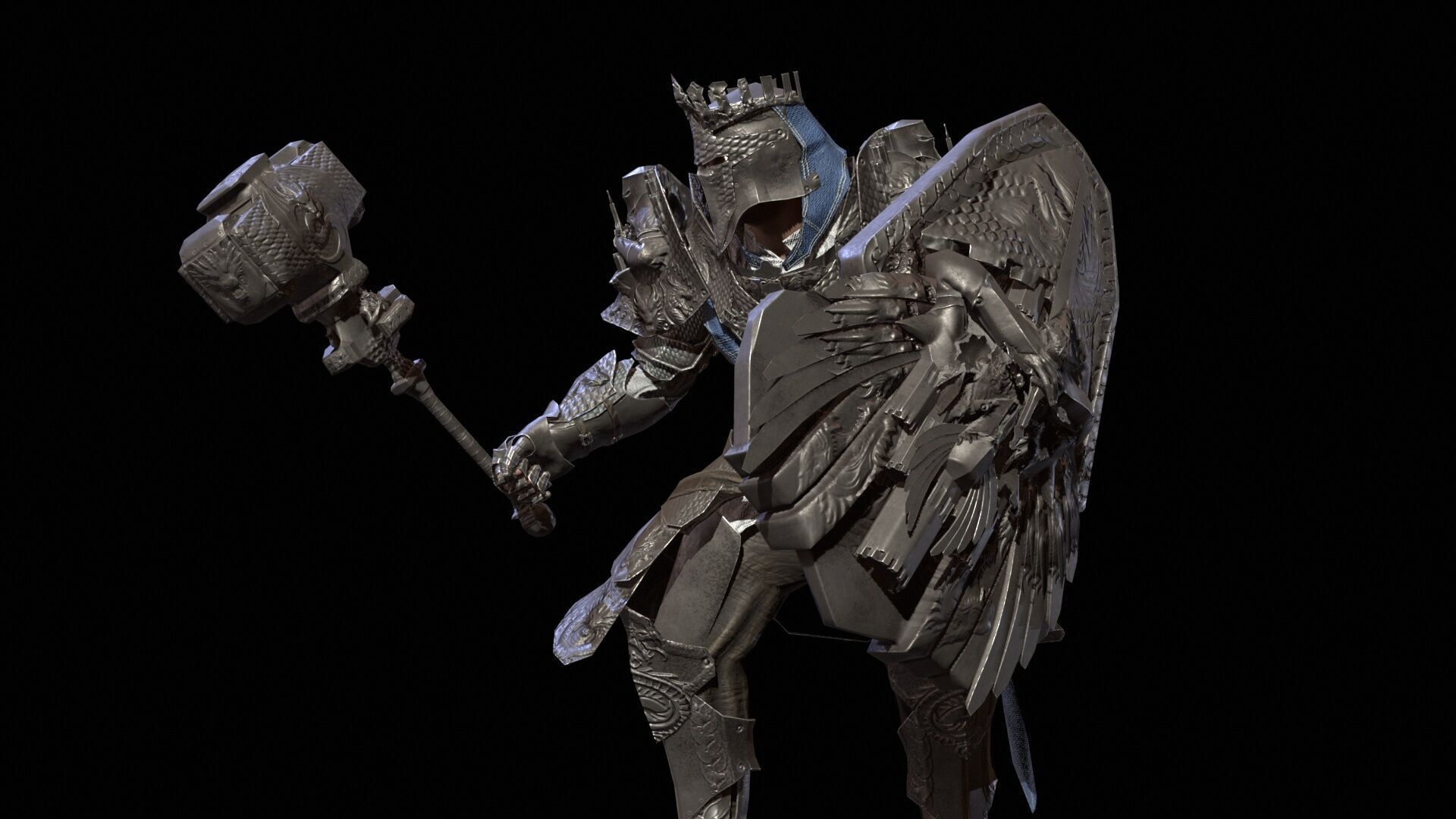 Paladin Low-poly 3D model_11