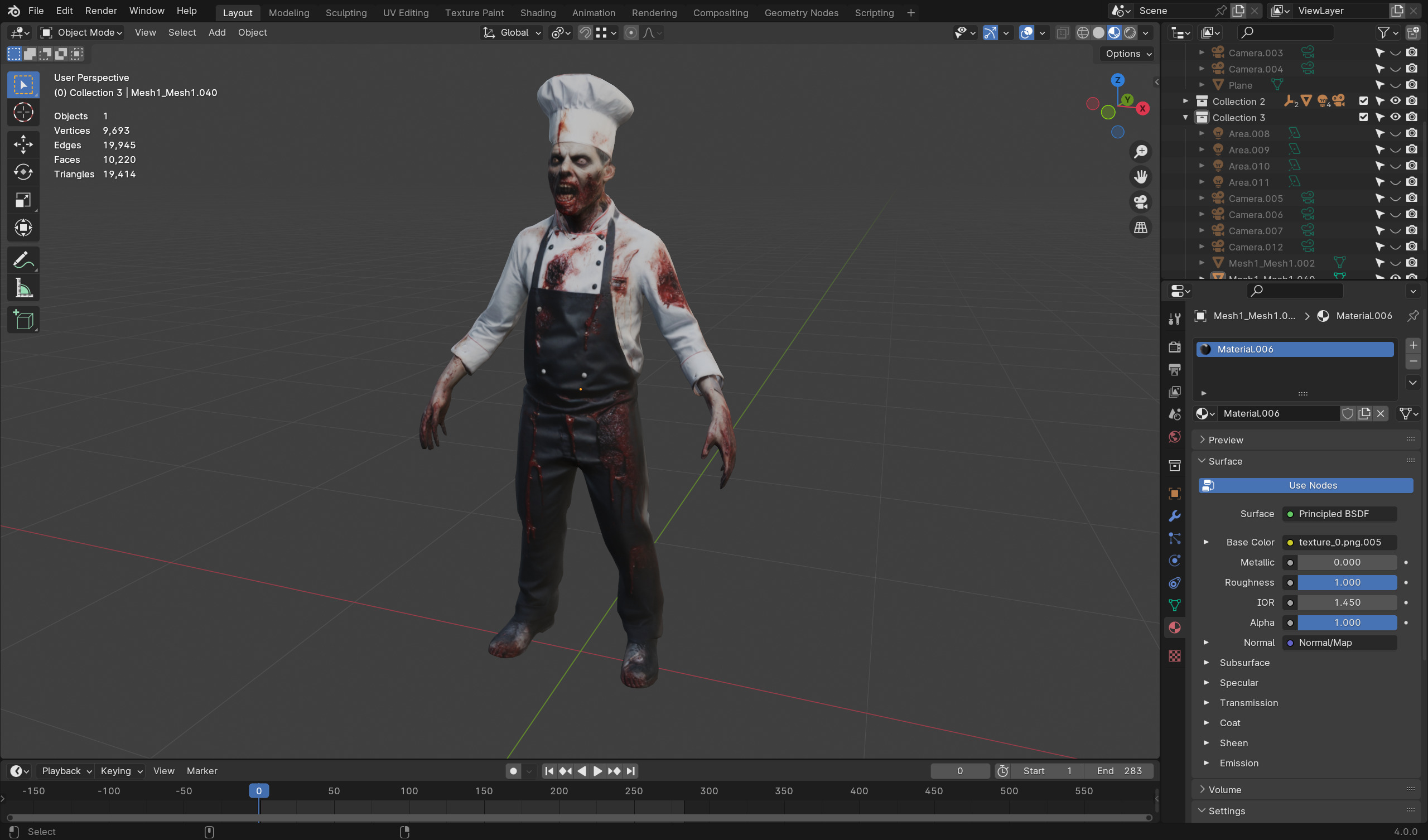 Zombie Chef - Game Ready Rigged 36 Animations Low-poly 3D model_4